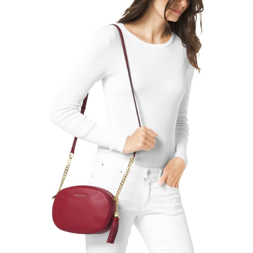 MK Michael Kors Ginny Medium Messenger Red